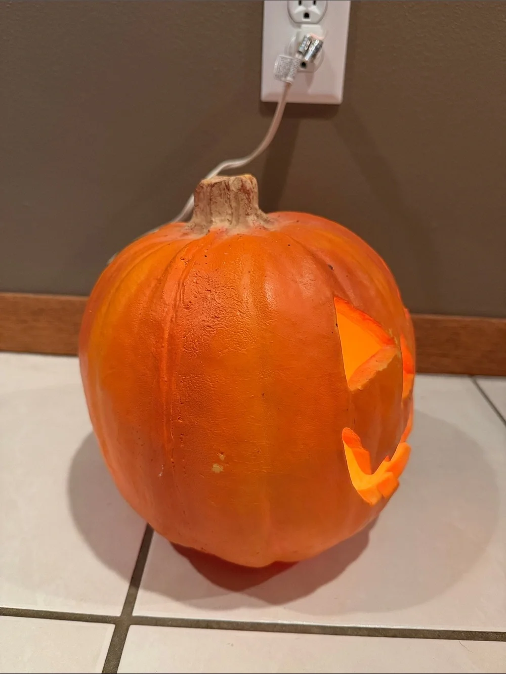 Vintage 1993 Trendmaster Halloween Foam Mold Jack O Lantern Lighted Pumpkin Blow
